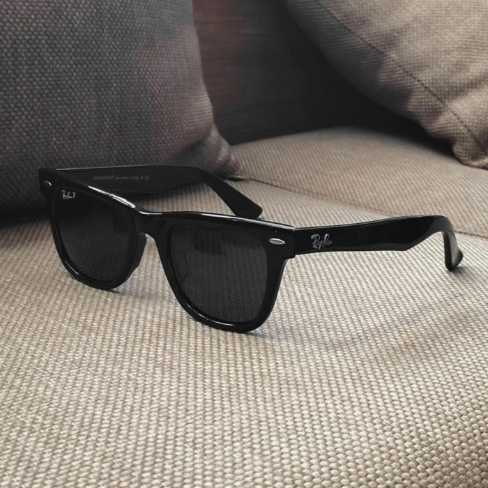 Kacamata Rayban Wayfarer Kacamata  Original wayfarer miring Sunglasses 2140 Black Glossy Italy Luxot