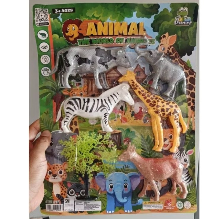 MJS Mainan Hewan Plastik Binatang Buas Jerapah Gajah Sapi Kambing Zebra Animal Farm