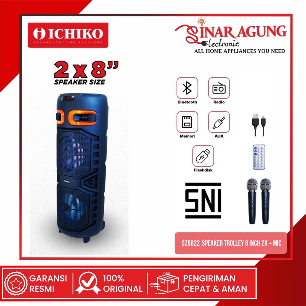 ICHIKO SZ8822 SPEAKER TROLLEY 8 INCH 2 WOOFER BLUETOOTH - ORIGINAL