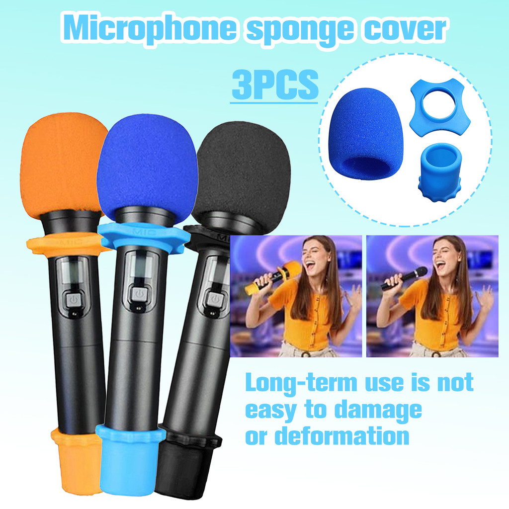 Set Penutup Mikrofon Silikon 3pcs dengan Cincin Anti Selip untuk Pengurangan Getaran