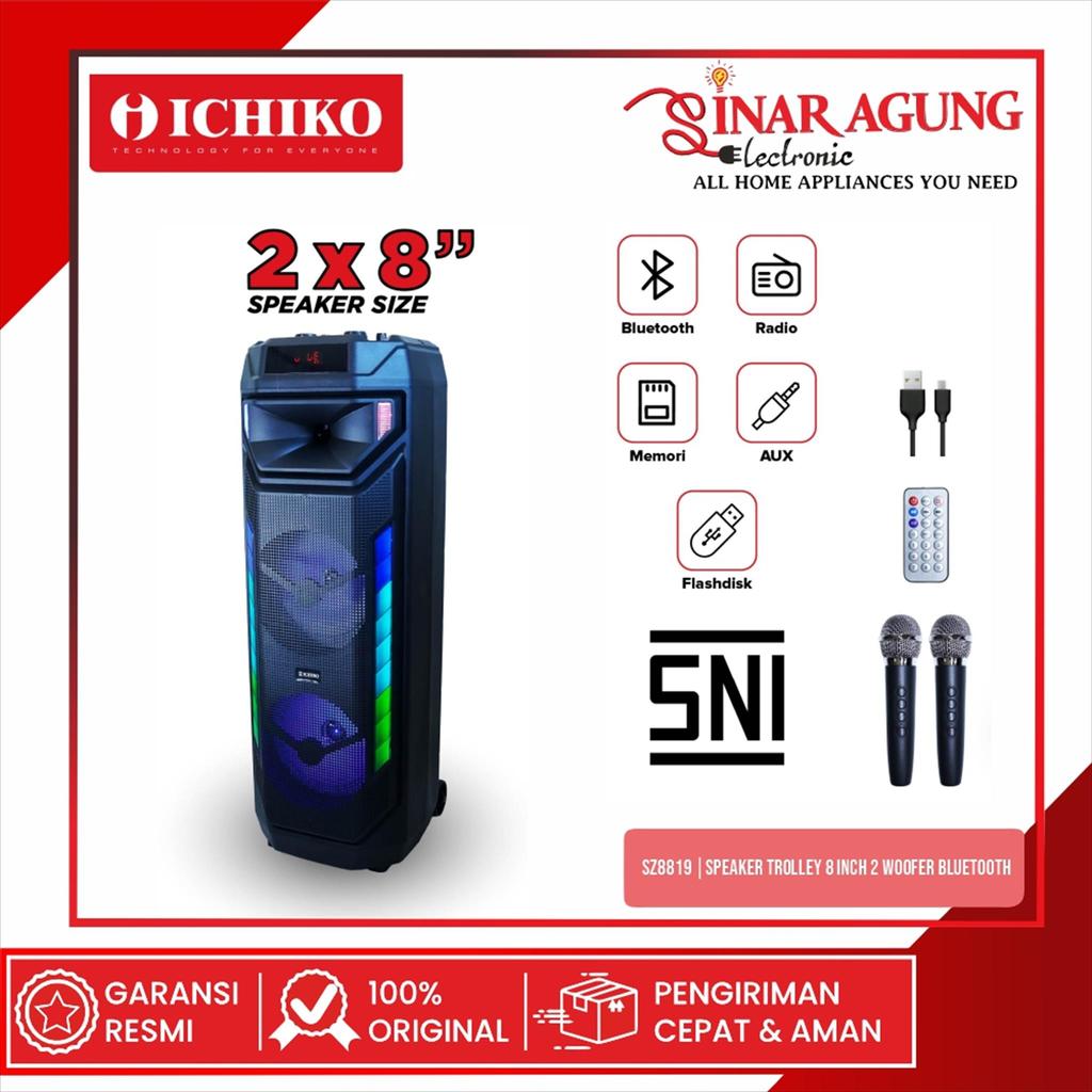 ICHIKO SZ8819 SPEAKER BLUETOOTH 2X8 INCH SUPER BASS - ORI