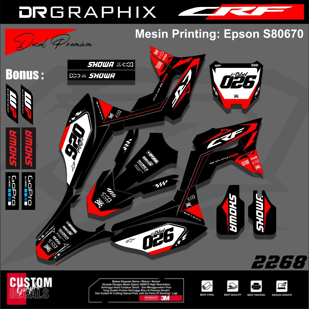 Honda Trail Stiker Decal Body Aksesoris Motor CRF 150L - Custom Desain Crf Variasi