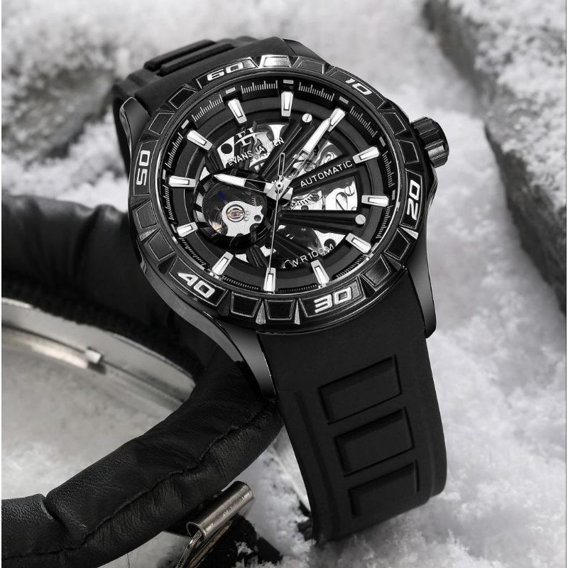 BUY 1 GET 1..JAM TANGAN PRIA EVANS JAYDEN ORIGINAL OTOMATIS 9565 RUBBER