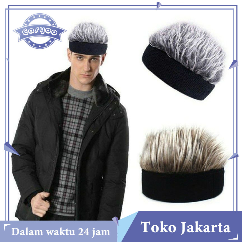 Wik Rambut Pria Eropa Topi Retro Gaul Golf Wig Rambut Korea Pendek Gaya Retro Hip-Hop Aksesoris Cosp