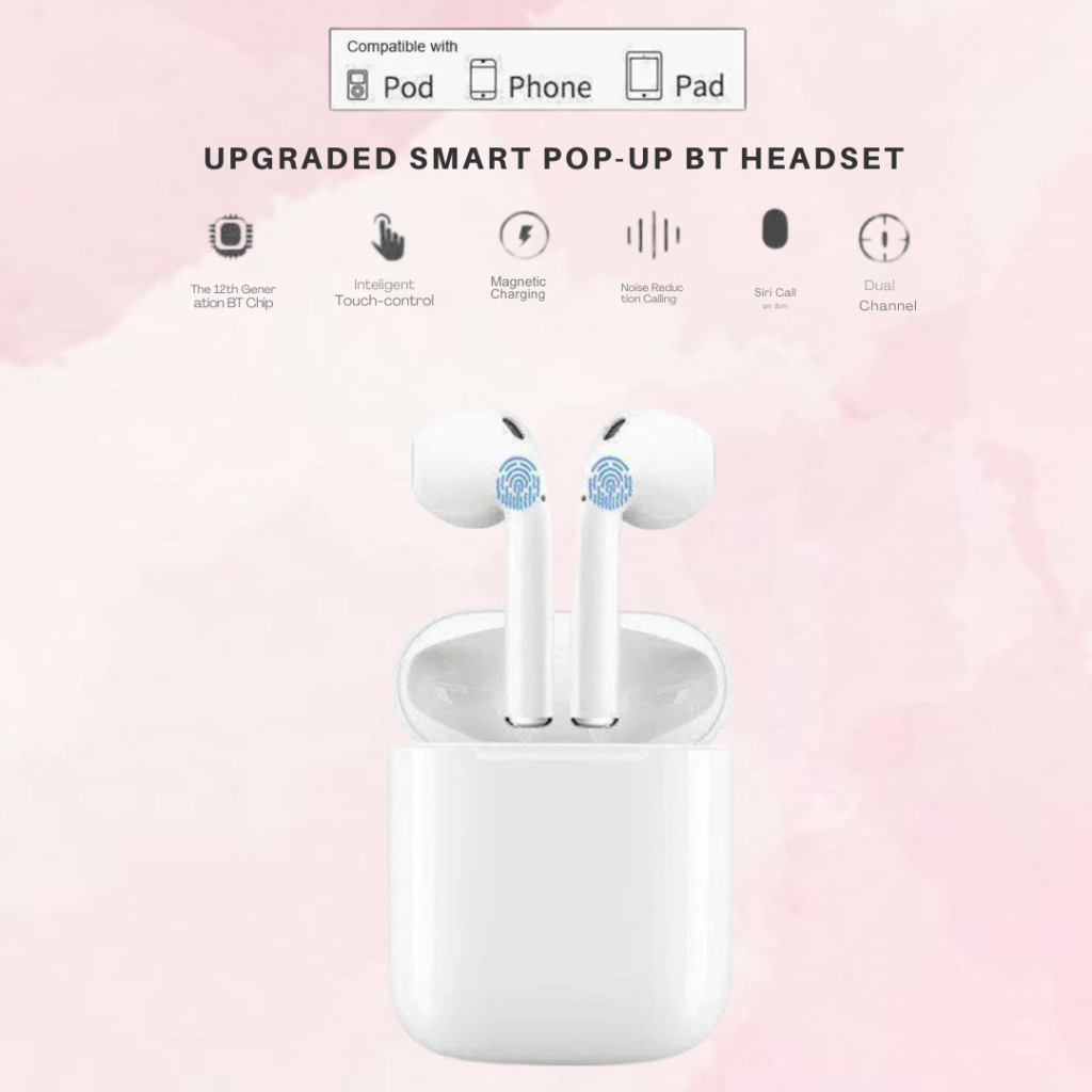 Headset Bluetooth Smart Bluetooth Headset Wireless Headset EARPHONE  i12 TWS Headset Bluetooth