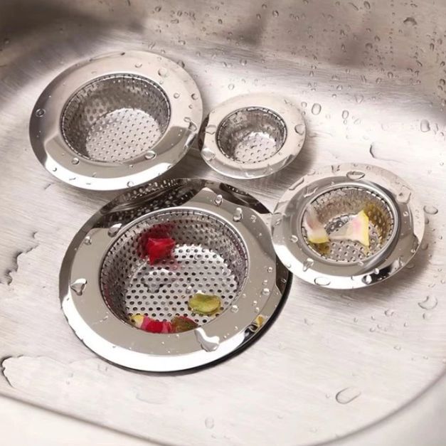 Sink Strainer 9cm - Saringan Penutup Penyumbat Lubang Wastafel Cuci Piring Stainless Steel 9 cm
