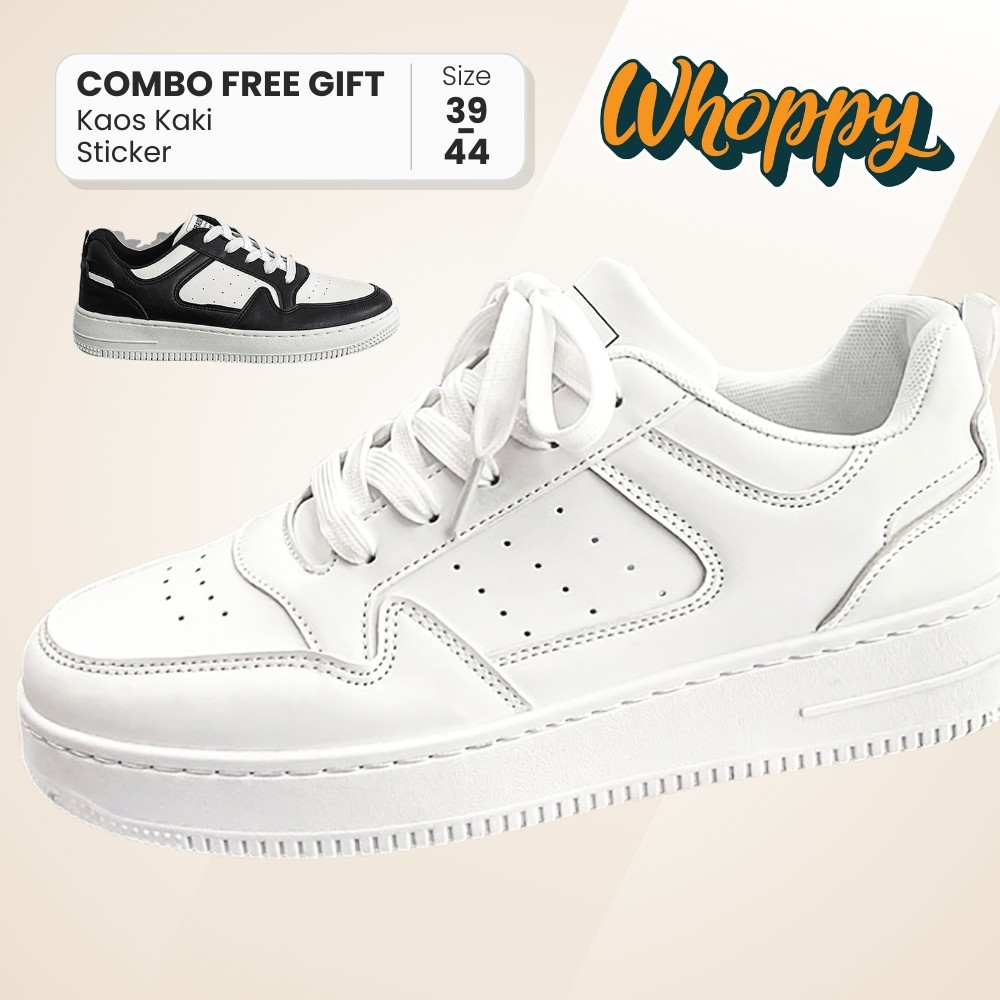 Whoppy Trixy SL40 Sepatu Keren Sneakers Pria Hitam Putih Polos