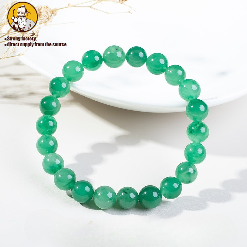 Gelang hijau alami Afrika, gelang wanita giok kaisar es hijau Dulong