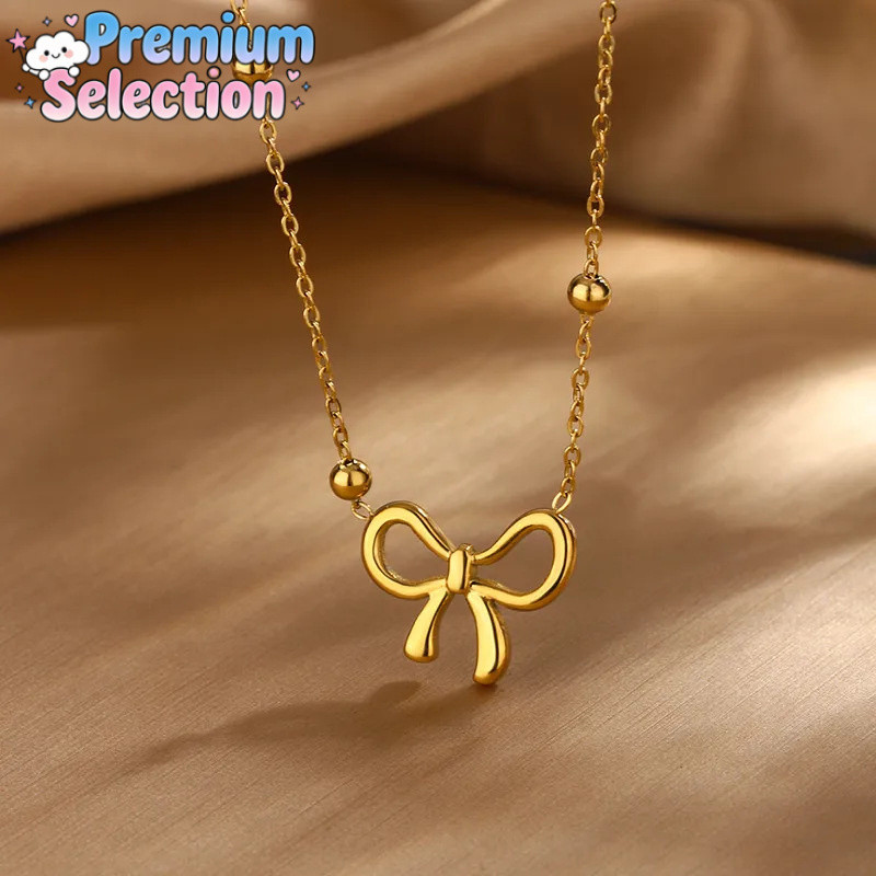 Kalung rantai kupu-kupu wanita, kalung titanium anti-karat, kupu-kupu berlapis emas anti-karat, kupu