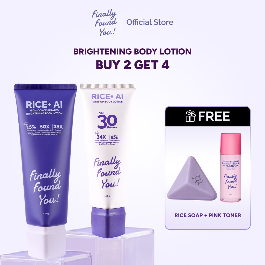 [BUY 2 GET 4] Finally Found You Brightening Body Lotion Kit FREE Rice Soap & Snail Essence Toner ( B