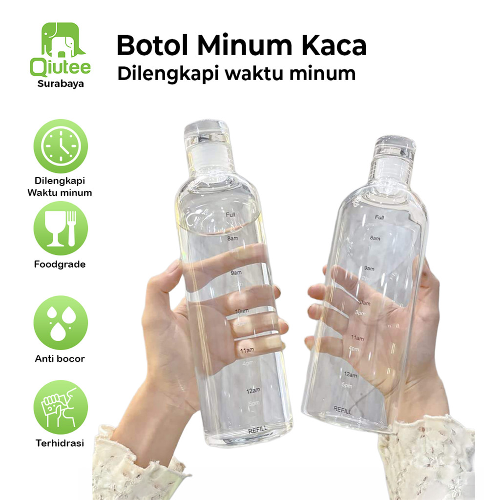 500ml & 750ml Botol Minum Kaca Aesthetic Botol Botol Bening Kaca Elegan Estetik Botol Transparan