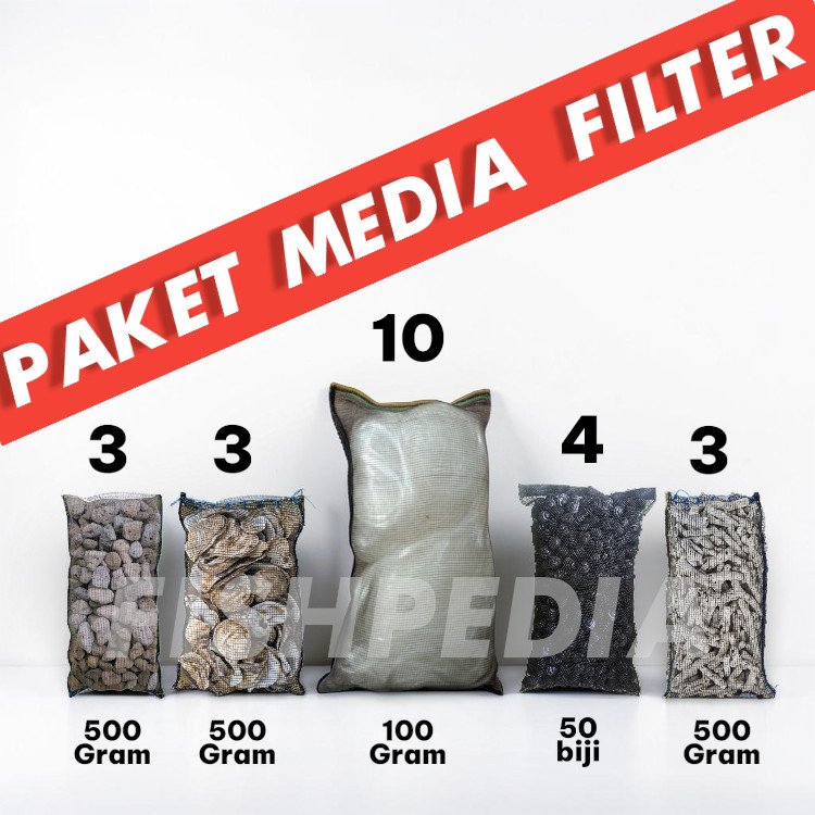 Media Filter Kolam Ikan Koi Set Lengkap Bioball Batu Apung Karang Jahe Oyster Jaring Filter Air Kola