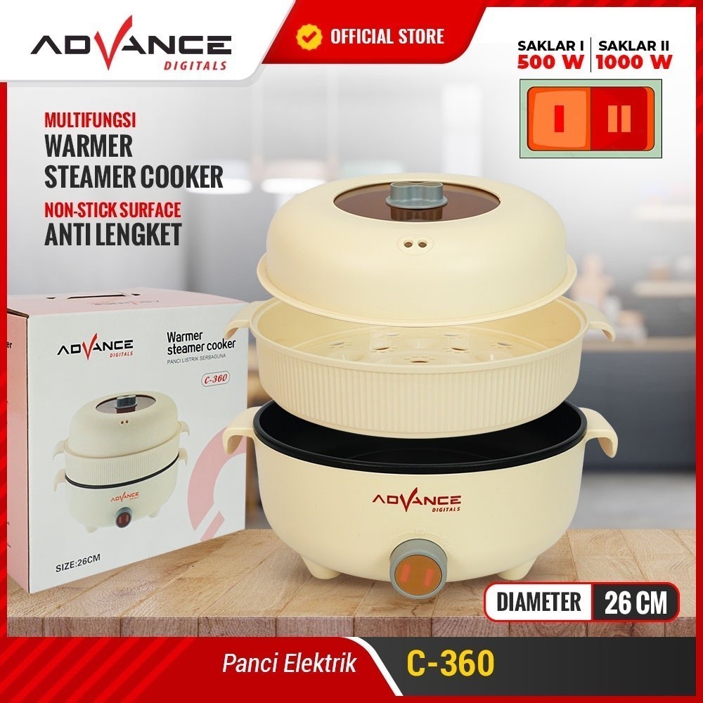[BISA COD] ADVANCE Panci Listrik Multifungsi C-360 Warmer Steamer Cooker  Panci Listrik 26CM