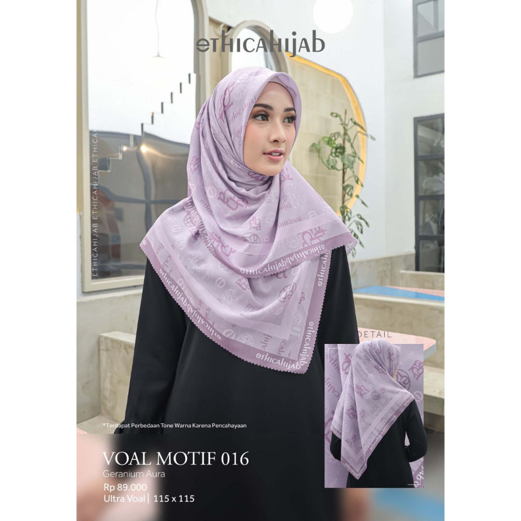 ETHICA HIJAB ELEGAN VOAL MOTIF 016 GERANIUM AURA MOCCA PEONY HIJAB TRENDY HIJAB KEREN FASHIONABLE JI
