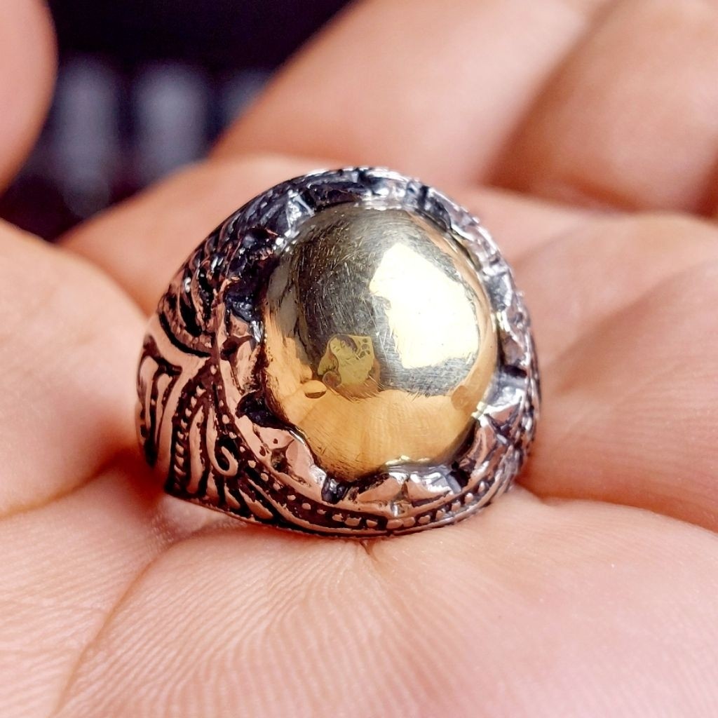 Cincin Batu Badar Emas Nempel Magnet Rings Akik Alpaka Super Mewah Elegan