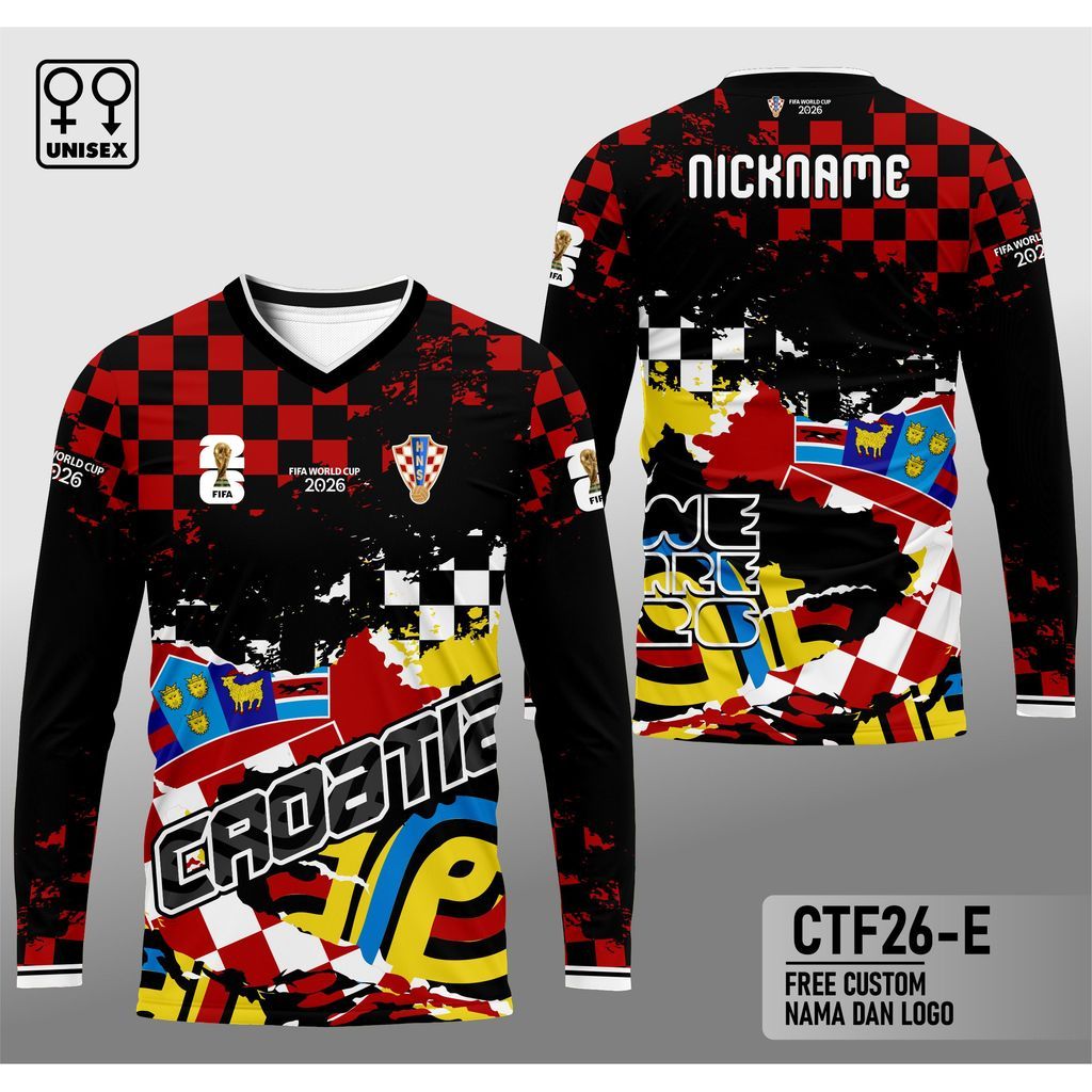 jersey fans kroasia piala dunia 2026 kaos fans suporter kroasia/croatia piala dunia lengan panjang C