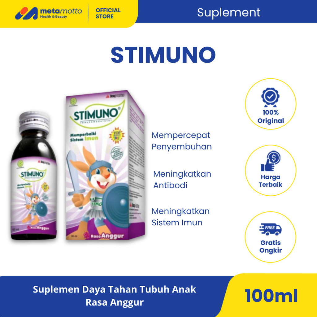 Stimuno Sirup Rasa Anggur Suplemen Imun Tubuh Anak 100 ml - Metamotto