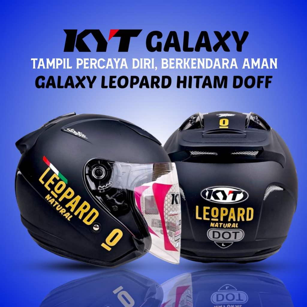 KYT GALAXY FLAT R HITAM DOFF LEOPARD / HELM KYT HALF FACE SNI