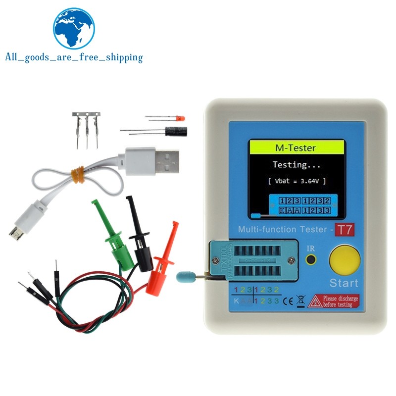 LCR-T7 T7 Transistor Tester TFT ode Triode Capacitance Meter LCR ESR Meter NPN PNP MOSFET IR Multifu