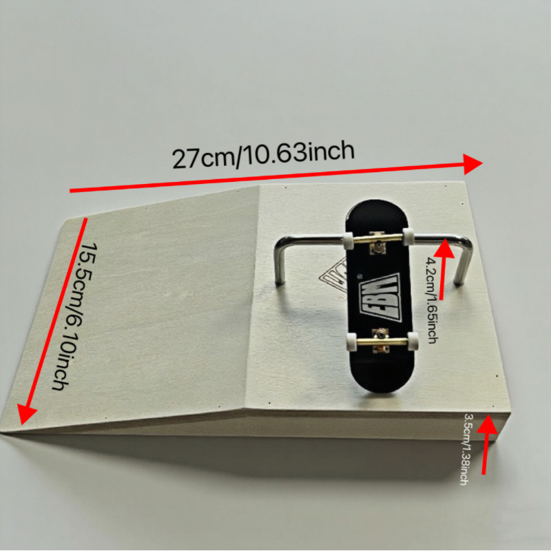 Wooden Fingerboard Ramp Set Quarter Pipe & Grind Rail Obstacles for Tech Deck Desktop Skate Park