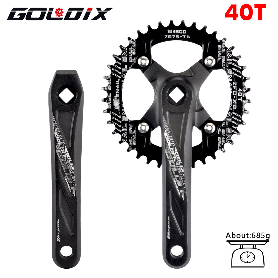 GOLDIX Square Hole Bicycle Crankset Aluminum Alloy MTB Crank 165/170/175mm Length Narrow Wide Teeth 