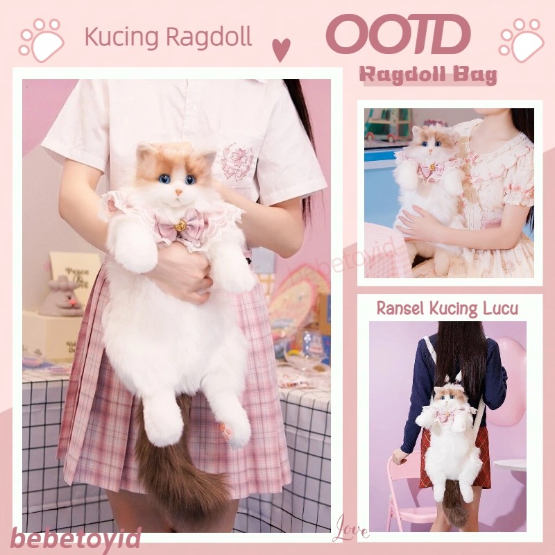 [COD]Tas Ransel Kucing Lucu/Tas Import Korea/Tas Ransel Plush Boneka/Tas Boneka Kucing Ragdoll Simul