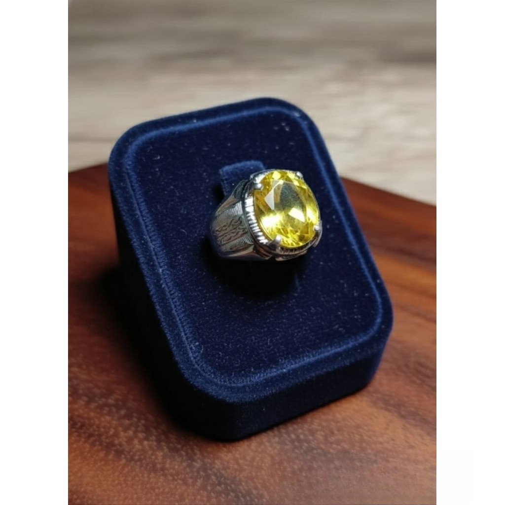 cincin permata yellow topaz ring monel doff