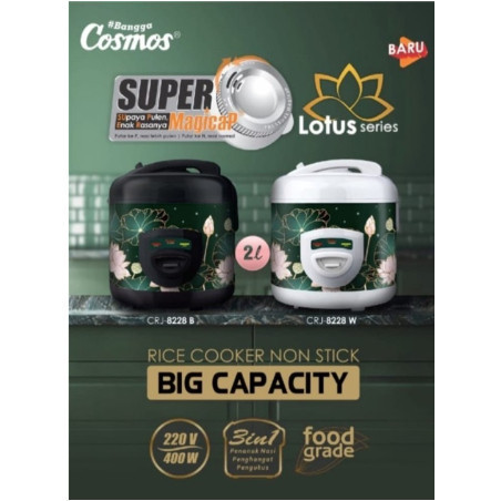 COSMOS RICE COOKER NON STICK CRJ8228B 2L/CRJ-8228B/CRJ-8228-B/CRJ-8228/ORIGINAL BERGARANSI RESMI