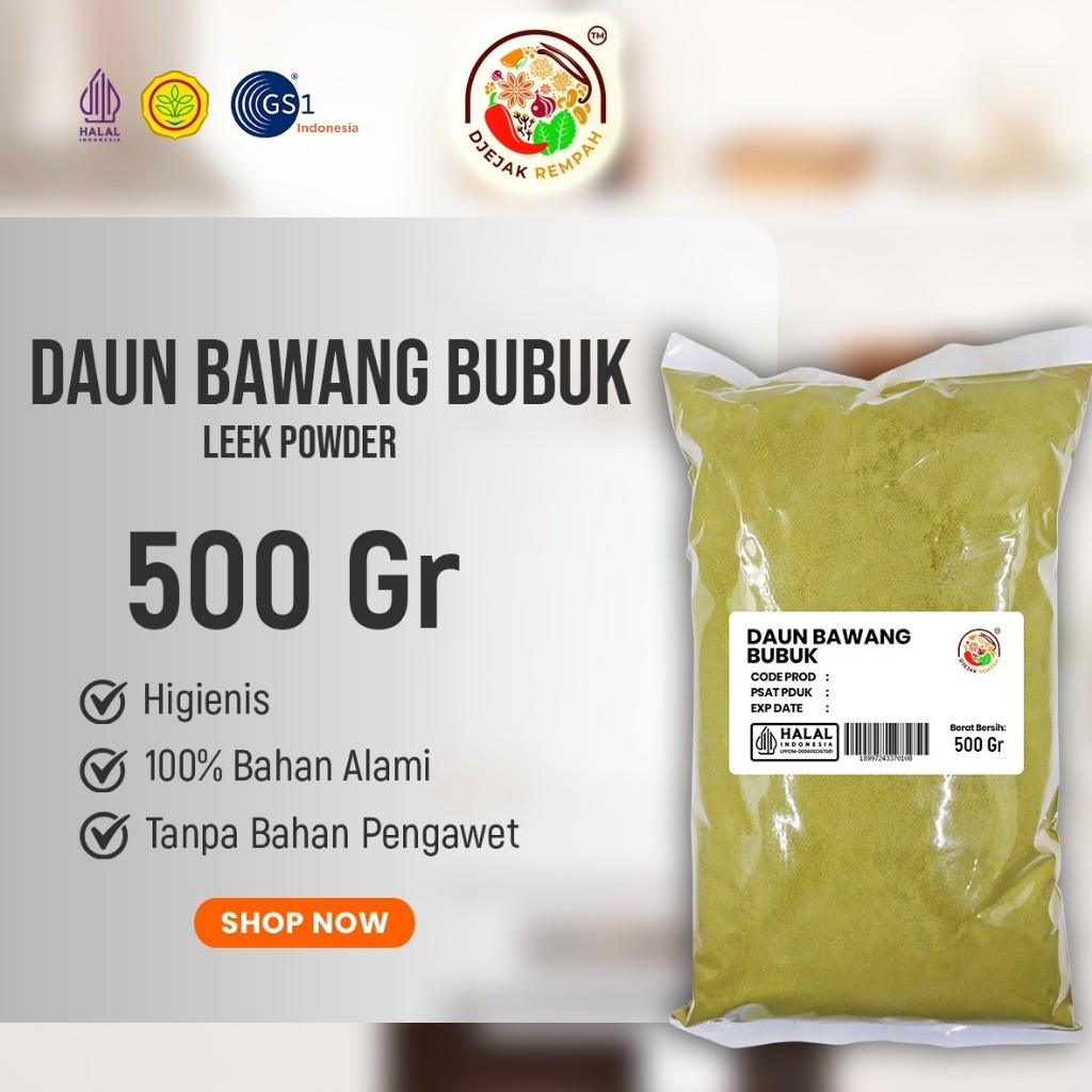 Daun Bawang bubuk /Leek Powder (Kemasan 250 Gr - 500 Gr)