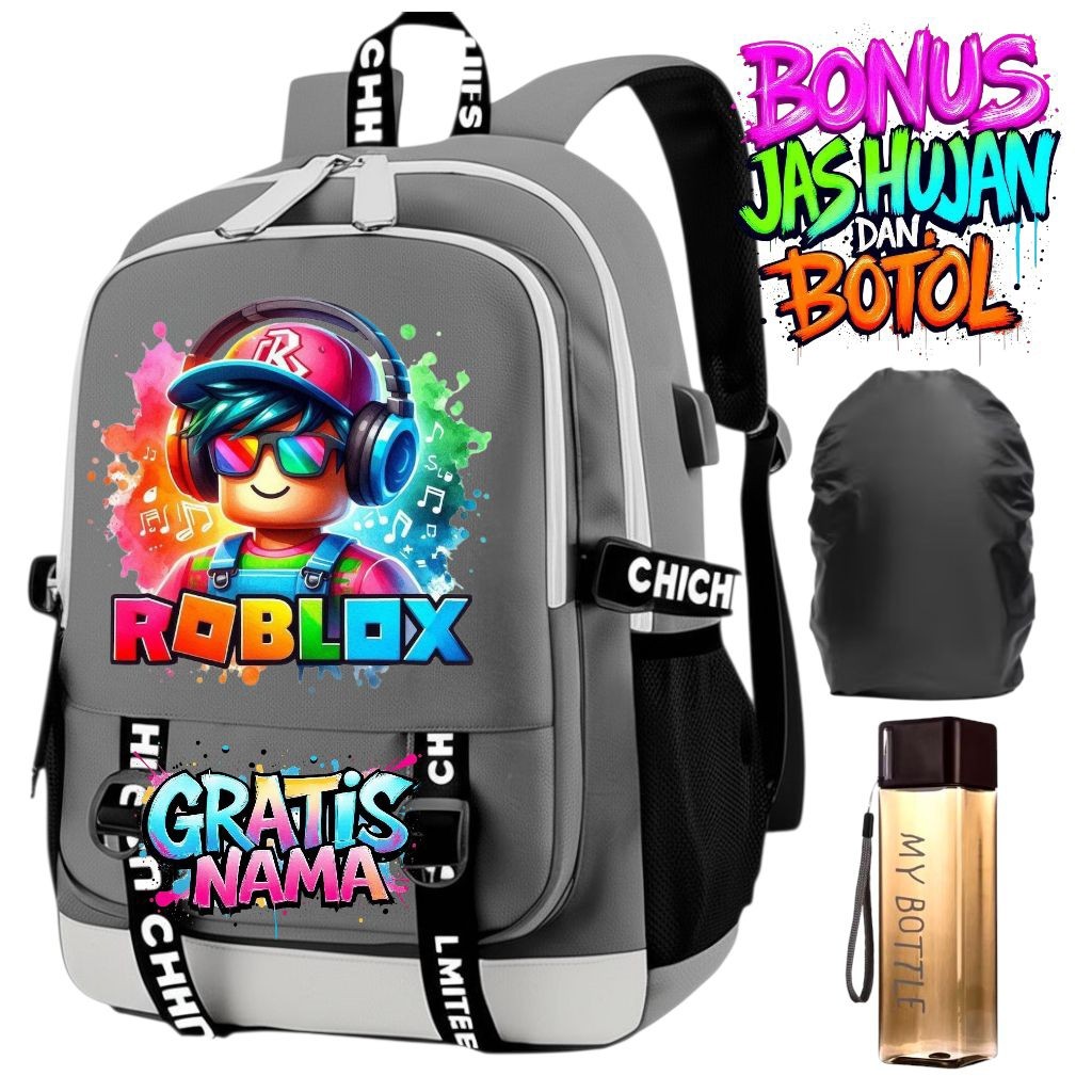 JBS - Tas Roblox Anak Laki Laki SD Tas Sekolah Anak Laki Laki SD Tas Roblox Anak SD Free Nama