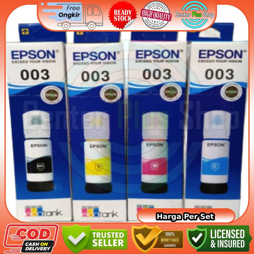 Epson Printer 003 Set Tinta Original Refill Cetak Percetakan Fotocopy ORI Ink Bk C M Y K CMYK Tipe P