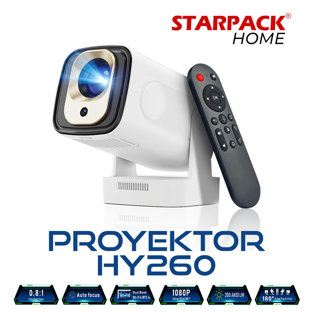 STARPACK HY260 - Smart Proyektor Android 11.0 UHD 1080P WiFi6.0 + HDMI IN