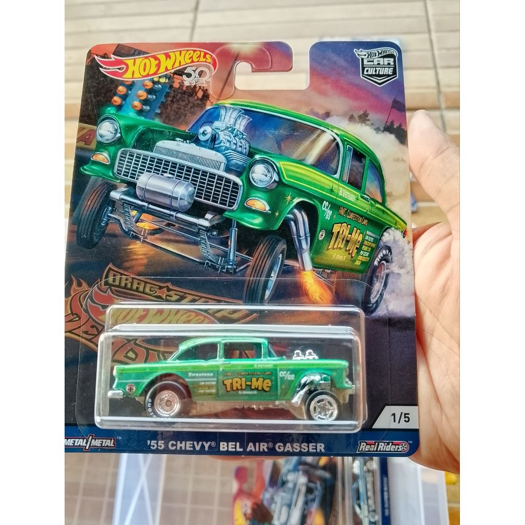Hotwheels '50 Car Culture Dragstrip Hotwheels Demons '55 Chevy Bell Air Gasser 1/5