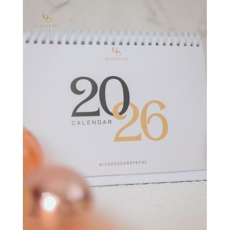 Grateful - Kalender Duduk Tahun 2026  Hiasan Meja Belajar / Kalender Meja Tahun 2026 Ayat - Besar (a
