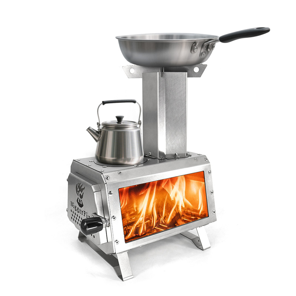 Rocket Stove Stainless Steel wood Stove Detachable Portable Wood Burning Stove for Outdoor Cooking