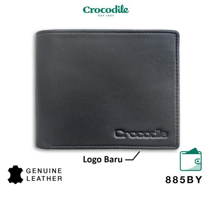Gaya Outfit Crocodile 885BY Dompet Pria Men Wallet Leather Kulit Original - Hitam - Black