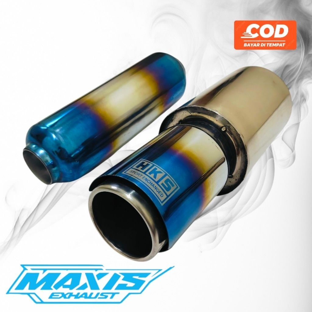 Knalpot HKS Racing  Stainless + Resonator Suara Bass Bulat