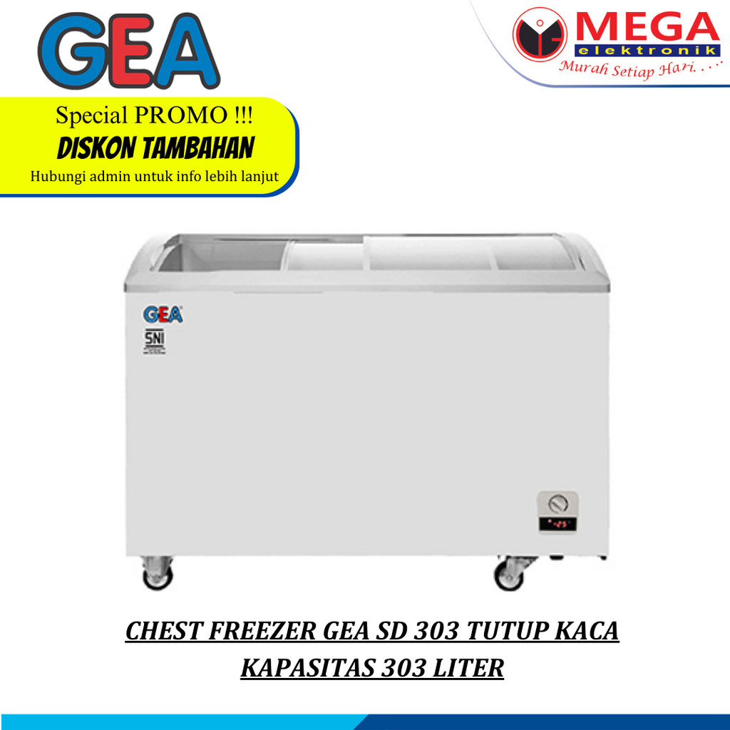 CHEST FREEZER GEA SD 303 TUTUP KACA KAPASITAS 303 LITER