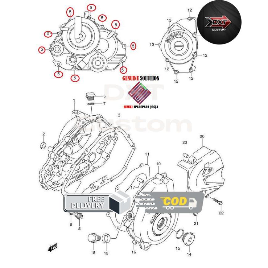 DXT- 01547-0630A-000 Baut tutup bak kopling Satria FU ori