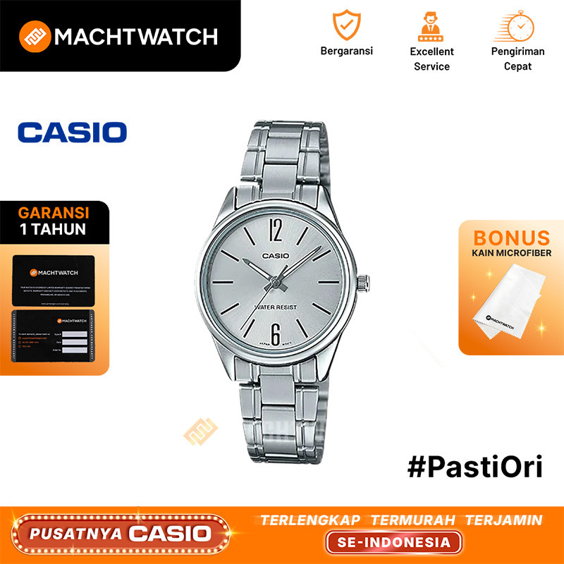 Jam Tangan Wanita Analog Casio Standard LTP-V005D-7BUDF LTPV005 LTP-V005D Silver Dial Stainless Stee