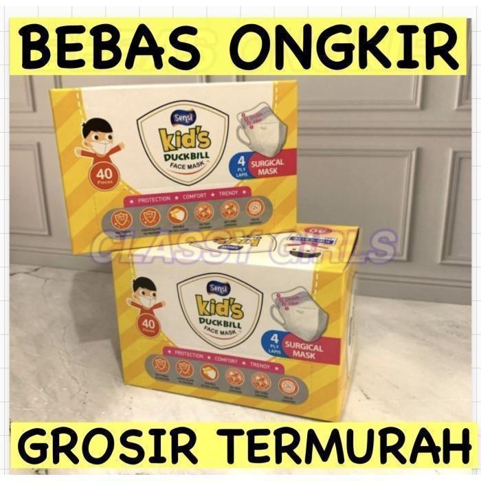 SENSI KIDS DUCKBILL ISI 40 MASKER SENSI DUCKBILL ANAK - DB ANAK PUTÌH - DB ANAK PUTÌH
