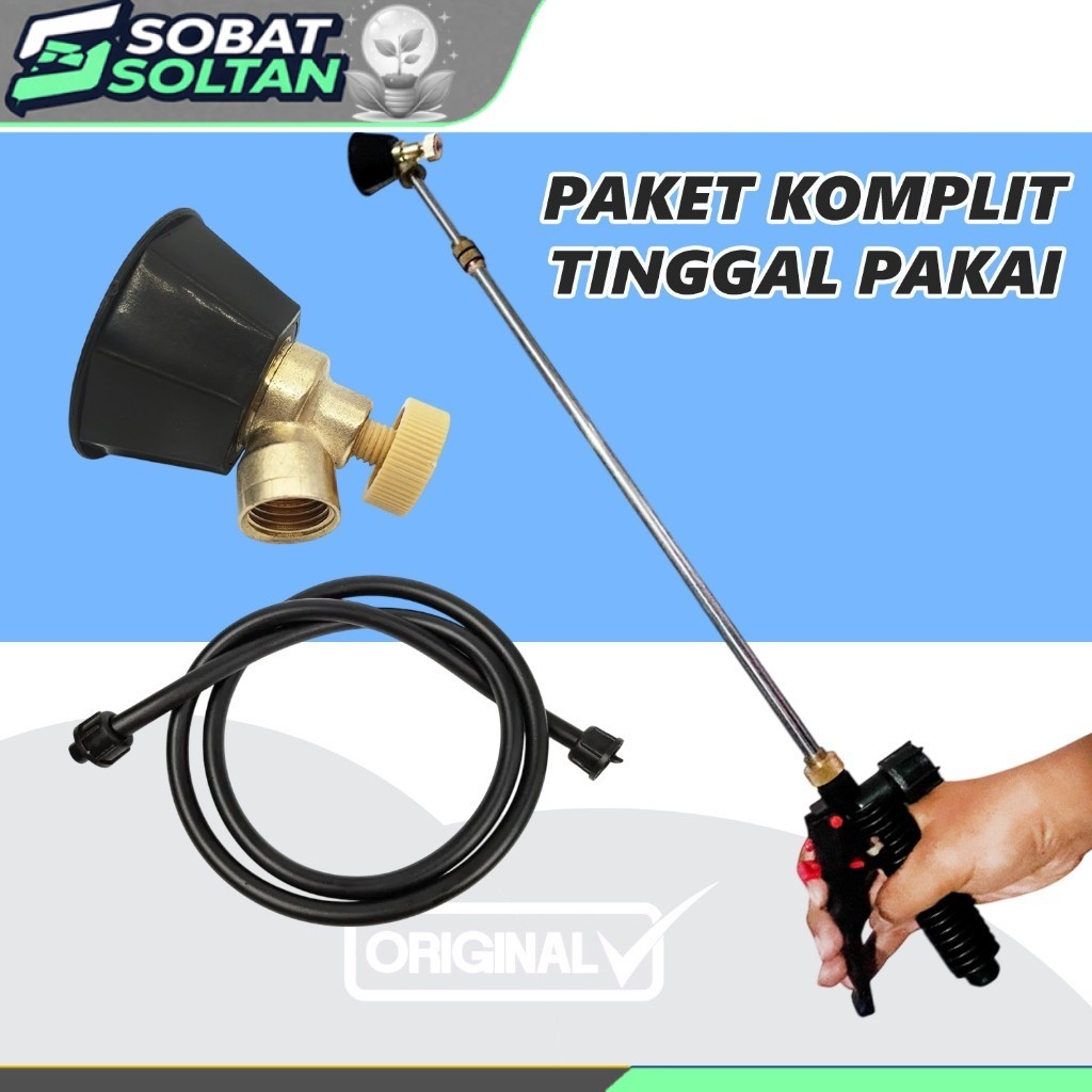 Paket Stik Sprayer lengkap, Selang + Handel + Stik stainless + Nozzle kabut halus Adjustable