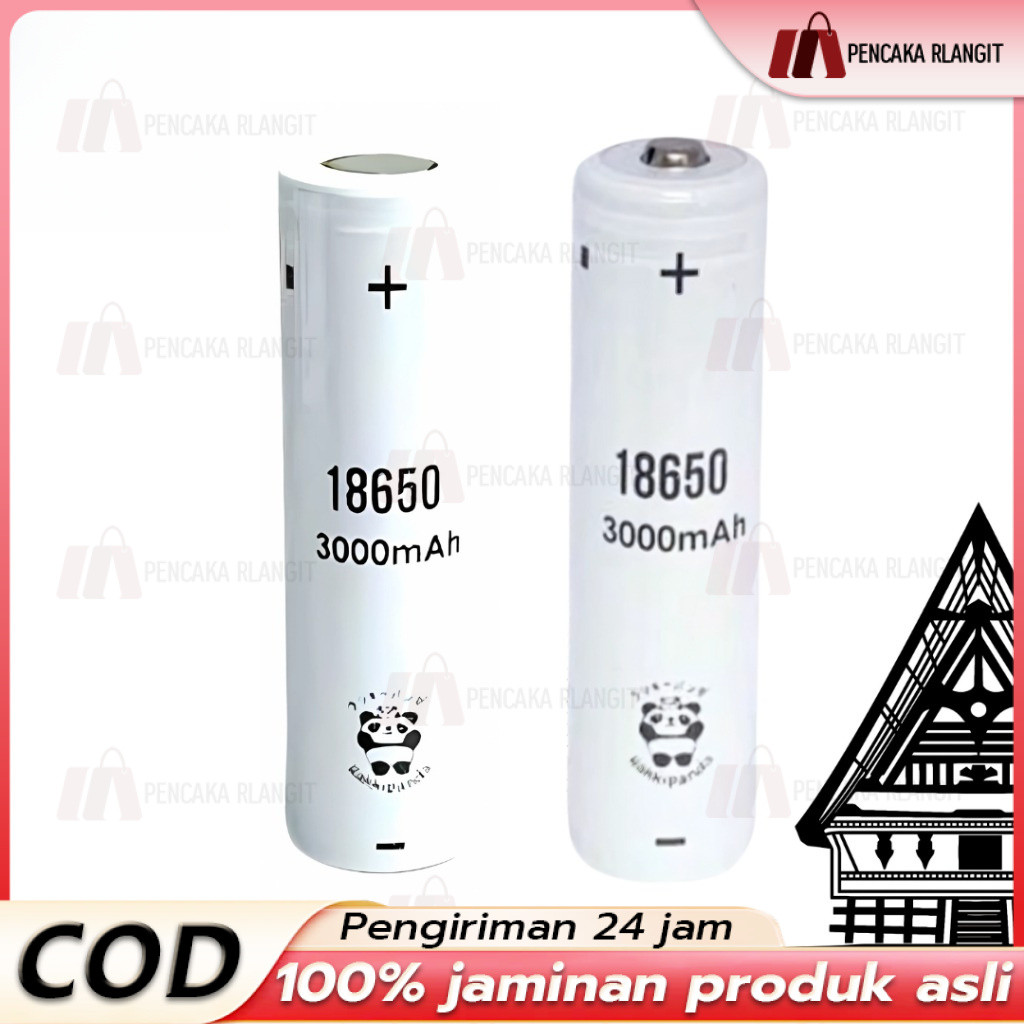 Rakkipanda Baterai Cas 18650 Flat Top & Button Top 3Mah