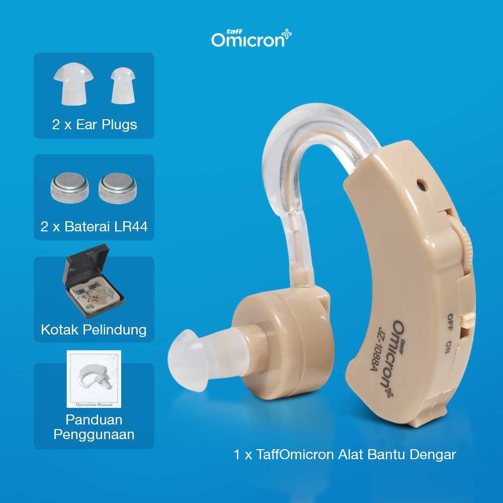 TaffOmicron Alat Bantu Dengar Hearing Aid Amplifier Telinga Earphone Model BTE In-Ear Belakang Telin
