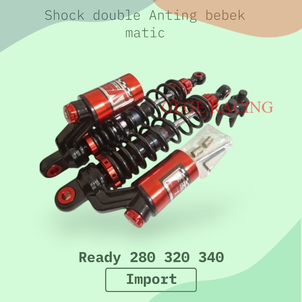 GR- SHOCKBREAKER COPY YSS MODEL EXTREME RED BLACK SERIES DOUBLE TABUNG ATAS UK 280MM-320MM-340MM FOR