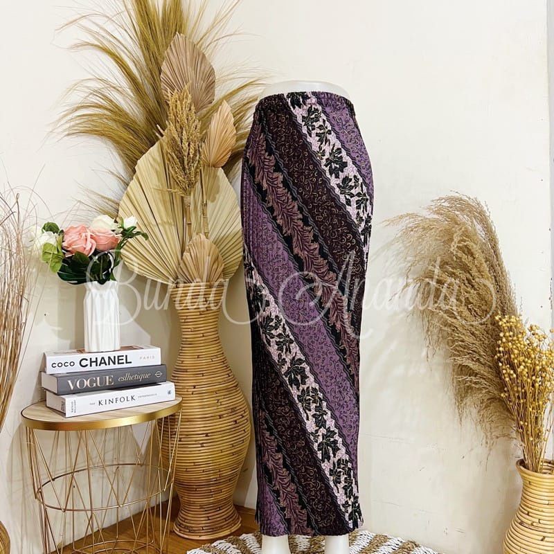 Terbaru 2026 Rok Batik Plisket Cm ungu All size ( s - jumbo ) / Rok Bawahan Kebaya Modern / Rok Bawa