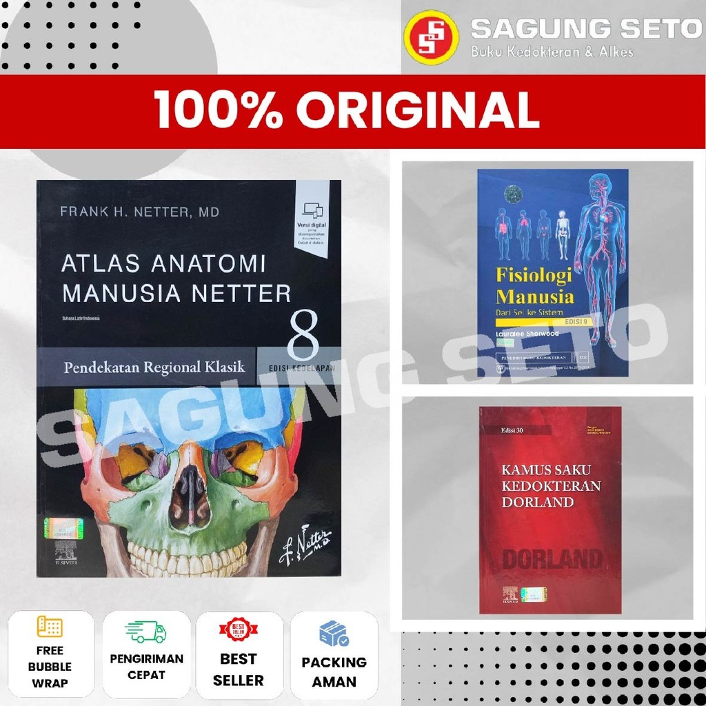 PAKET BUKU NETTER ATLAS ANATOMI, FISIOLOGI SHERWOOD, KAMUS SAKU DORLAND / PAKET BUKU MAHASISWA BARU