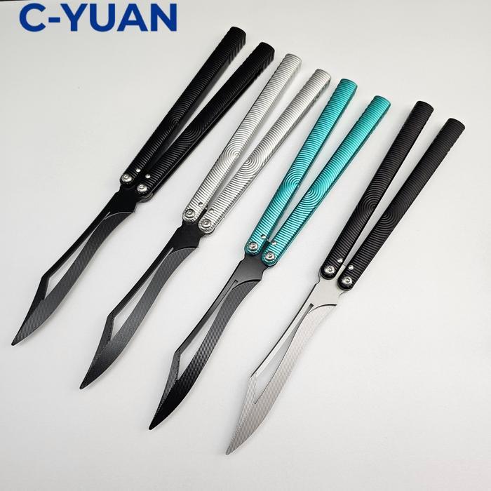 Balisong Trainer PHANTOM CNC Butterfly Knife Aluminium Alloy Handle Pisau Latihan Aman Tidak Tajam