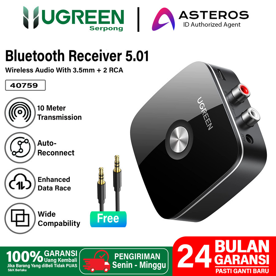 Ugreen 40759P Receiver Bluetooth 5.1 - Receiver Ugreen 40759 Audio Bluetooth Adapter with Aux 3.5