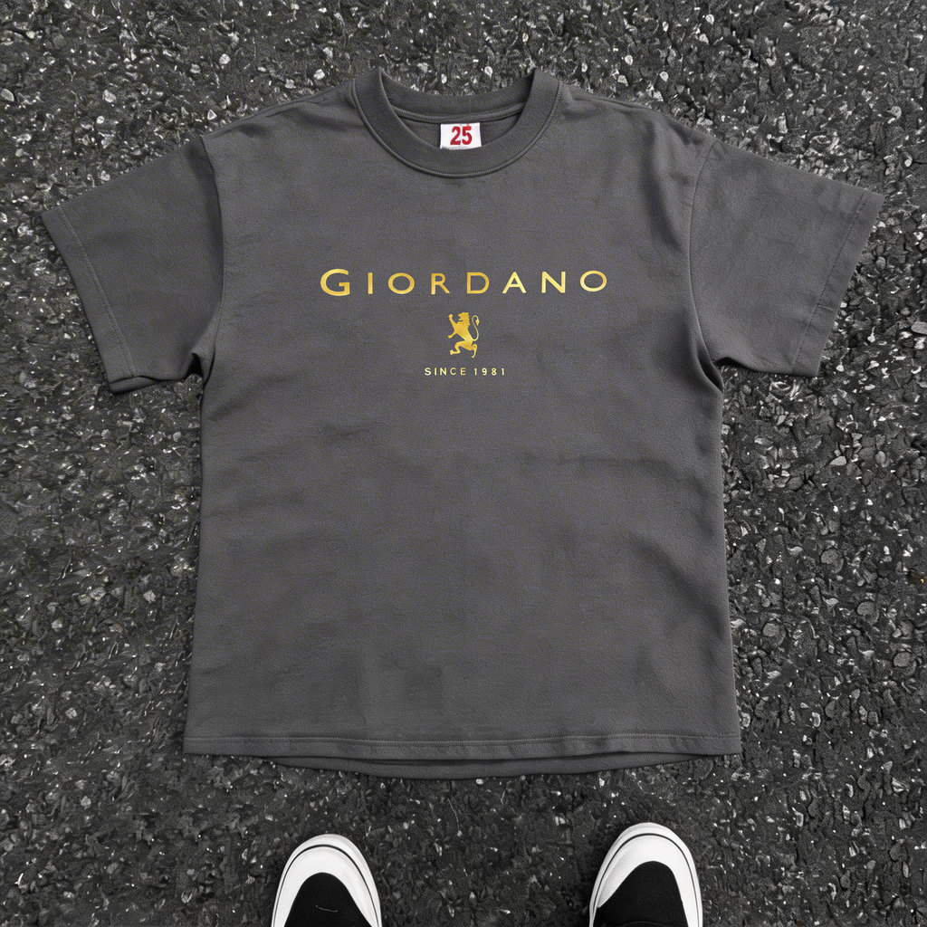 GIORDI Baju Kaos Pria GIORDANO Tshirt Oversize Atasan Street Retro Kaos Pria Wanita Kaos Distro Orig